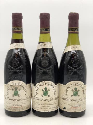 3 x 75cl La Baronnie dEstouard Chateauneuf-du-Pape 1989, Ophalen of Verzenden, Nieuw, Frankrijk, Rode wijn