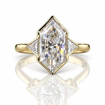 Ring - 14 karaat Geel goud - 3.43ct. tw. Diamant (Lab-grown), Nieuw