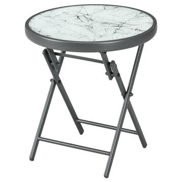 Bijzettafel Opvouwbaar, Opklapbare Tafel Van Glas Met Marmer, Tuin en Terras, Verzenden, Nieuw