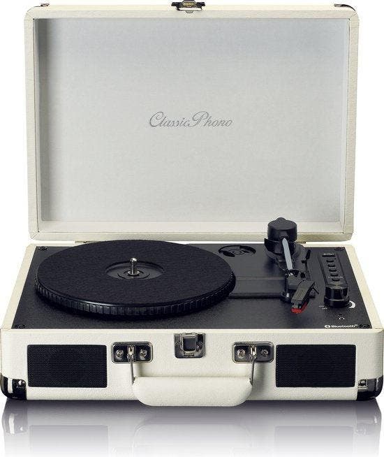 Platenspeler - Bluetooth - Met speakers - Retro - Creme - Le, Audio, Tv en Foto, Platenspelers, Zo goed als nieuw, Verzenden