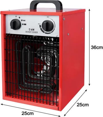 Ventilatorkachel - Elekrtische kachel - 5000W - Rood - Aufun, Verzenden, Zo goed als nieuw