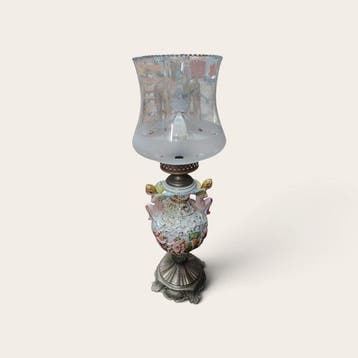 Tafellamp - Porselein, Glas, Metaal