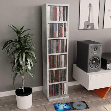 vidaXL Cd-kast 21x20x88 cm bewerkt hout betongrijs, Verzenden, Nieuw