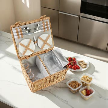 Picknickmand Föhr voor 4 personen, met koelvak & accessoires, Verzenden, Nieuw