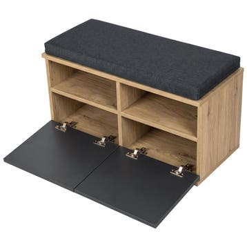 Schoenenrek Brande 80x35x42 cm eikenkleurig en zwart [en.cas, Huis en Inrichting, Verzenden, Nieuw
