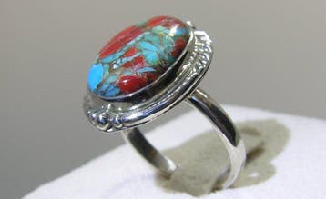 Coral Turquoise Matrix ring - Hoogte: 26 mm - Breedte: 20