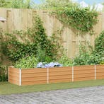 vidaXL Verhoogde plantenbak Licht Bruin 480 x 80 x 45 cm, Verzenden, Nieuw, Metaal, 60 tot 100 cm
