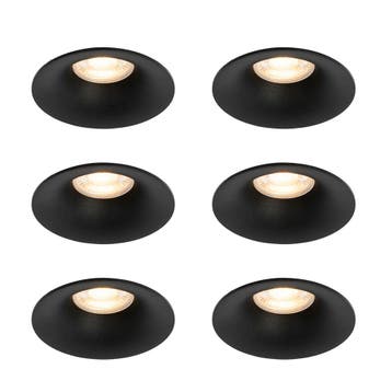 Set van 6 inbouwspots zwart GU10 50mm - Gijs, Verzenden, Nieuw, Modern