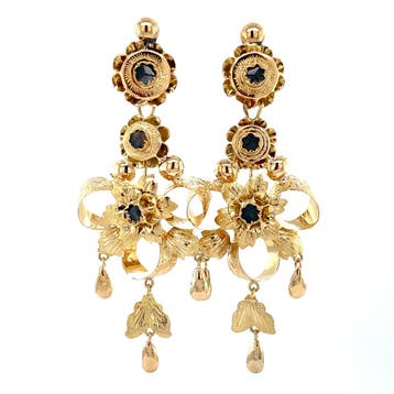 Gouden vintage oorhangers met zirkonia 14 krt, Ophalen of Verzenden, Nieuw