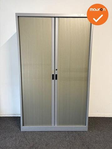 Roldeurkast S - 195x120x45 - Zilvergrijs met koperkleurig..., Werkplek, Ophalen of Verzenden, Gebruikt, Kast