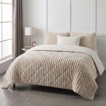 Lazy all-in-one dekbed ribstof - off white - 200 x 200 cm |, Verzenden, Nieuw