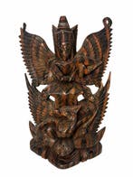 Groot Balinees houten Garuda & Saraswati beeld –