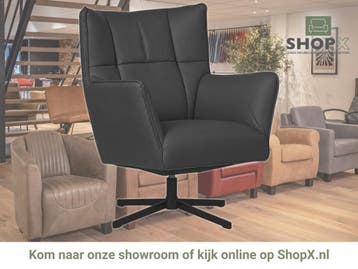 Leren draaifauteuil Lovely - Toledo Antracite (donkergrijs), Nieuw, Ophalen of Verzenden, 75 tot 100 cm, Eigentijds, Modern, Retro, Vintage