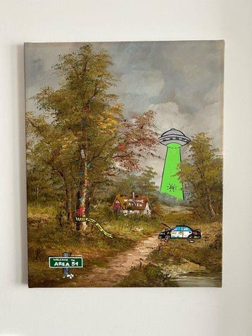 eR.B. -  tableau street art... Welcome to AREA 51, Antiek en Kunst