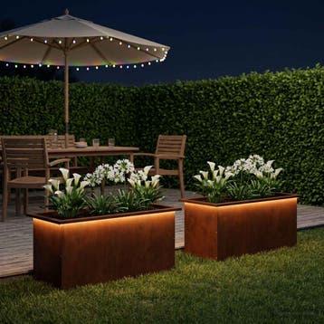 vidaXL Plantenbak met led 2 st Roestkleurig 40 x 80 x 40 cm, Verzenden, Nieuw, Metaal, 60 tot 100 cm