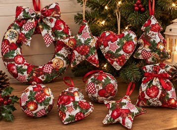 Elegante kerstpatchwork-stof met thema - Textiel - 2.48 m -, Nieuw