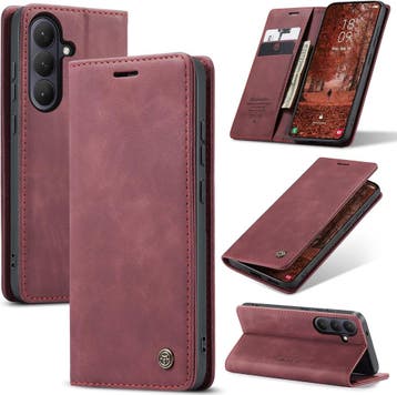 CaseMe book case leer - Samsung Galaxy S26 - Rood, Verzenden, Nieuw