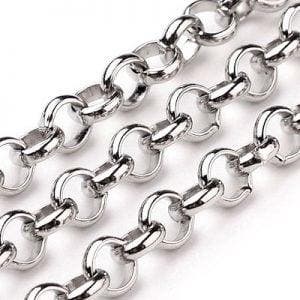 50 cm RVS 304 jasseron ketting 5 x 1,5 mm – tarnish resis., Ophalen of Verzenden, Nieuw, Kraal