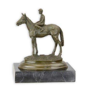 sculptuur, Beautiful Bronze Sculpture – Horse and Rider –
