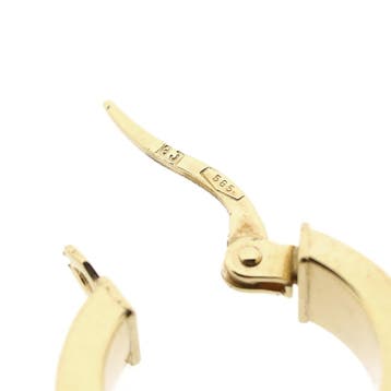 Gouden oorringen met meander patroon (Oorbellen), Sieraden, Tassen en Uiterlijk, Oorbellen, Ophalen of Verzenden, Gebruikt, Overige kleuren