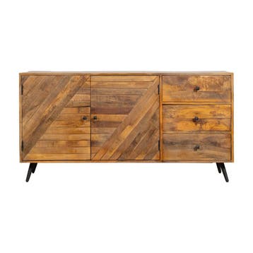 Dressoir Mangohout Fiona 145 cm, Verzenden, Nieuw, Overige houtsoorten, Industriële meubels