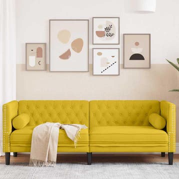 vidaXL Driezitsbank Chesterfield-stijl met bolsters fluweel, Verzenden, Nieuw, Driepersoons, Stof