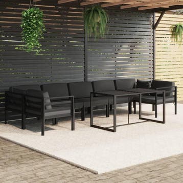 vidaXL 8-delige Loungeset met kussens aluminium, Tuin en Terras, Tuinsets en Loungesets, Verzenden, Nieuw, Aluminium, Loungeset