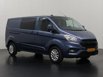Ford Transit Custom 2.0TDCI 130PK Lang Limited Dubbele Cabin, Stof, Gebruikt, Euro 6, Blauw