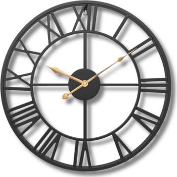 Tyme Wandklok Industrieel 34cm – Romeinse cijfers – Goed, Ophalen of Verzenden, Zo goed als nieuw