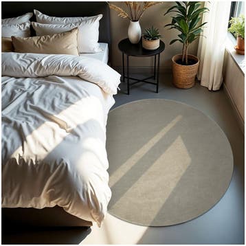 Kortpolig vloerkleed Soft Zone - Ø 120 cm, zandkleur, Verzenden, Nieuw