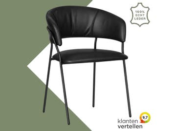 Leren eetkamerstoel met armleuning Glow - Toledo Nero, Huis en Inrichting, Stoelen, Zwart, Nieuw, Leer, Ophalen of Verzenden