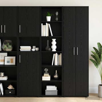 vidaXL Dressoir Zwart eiken 45 x 41 x 185 cm Bewerkt hout, Verzenden, Nieuw, Overige houtsoorten, Minder dan 50 cm