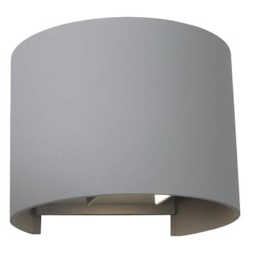 Grijze up-down wandlamp Dion, 6w, 4000K, rond, IP65, Ophalen of Verzenden, Nieuw, Metaal