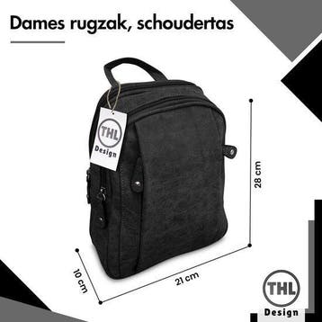 THL Design Dames Rugzak Kleine Rugtas zwart, Overige merken, Minder dan 30 cm, Verzenden, 25 tot 40 cm