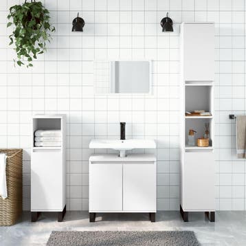 vidaXL 3-delige Badkamerkastenset bewerkt hout wit, Verzenden, Nieuw, Overige typen