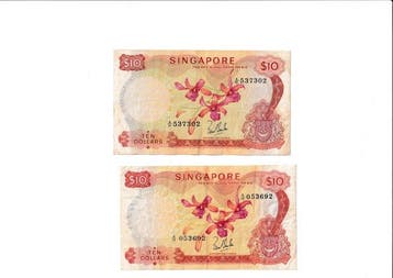 Singapore. - 2 x 10 Dollars - (ND 1967) - Pick 3a (Zonder