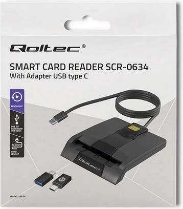 Qoltec 50634 Intelligente Smart ID-chipkaartlezer SCR-063..., Computers en Software, Scanners, Verzenden, Nieuw, Overige typen
