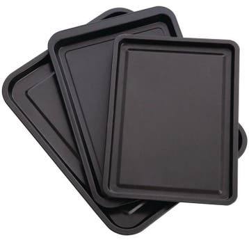 Bakplatenset | Staal (Antiaanbaklaag) | 3 Stuks Nisbets, Verzenden, Nieuw in verpakking