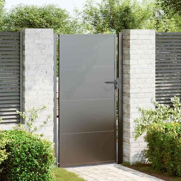 vidaXL Tuinpoort 110 x 180 cm Gepoedercoat staal Zwart, Verzenden, Nieuw
