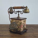 Telcer - Analoge telefoon - Messing, Hout, Fluweel - Retro, Antiek en Kunst