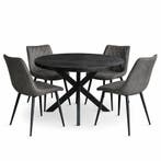 Oscar deal 5 delige eethoek Mango rond 120cm tafel+4 stoelen, Huis en Inrichting, Tafels | Eettafels, Verzenden, Nieuw