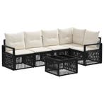 vidaXL Tuinbankenset 6 pcs Zwart poly rattan, Tuin en Terras, Verzenden, Nieuw, 6 zitplaatsen