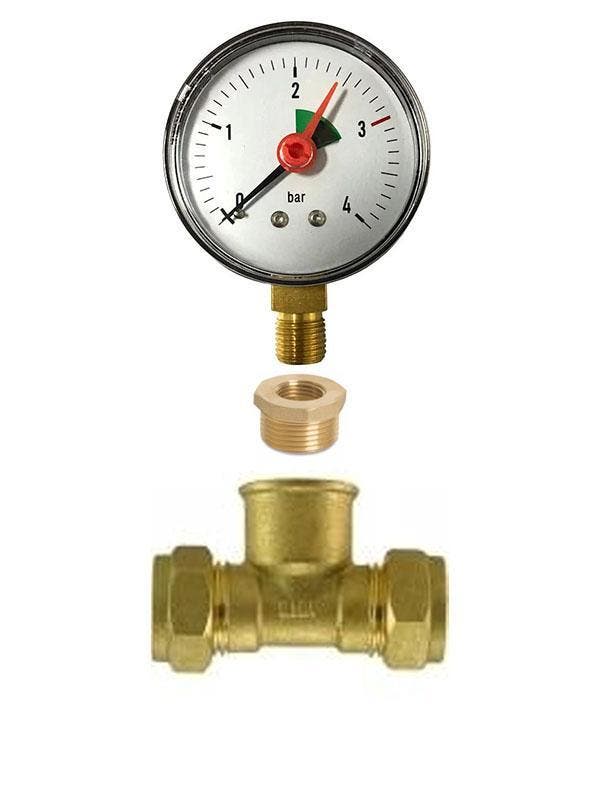 CV drukmeter met t-stuk 15 x 1/2 x 15, Doe-het-zelf en Verbouw, Verwarming en Radiatoren, Nieuw, Verzenden