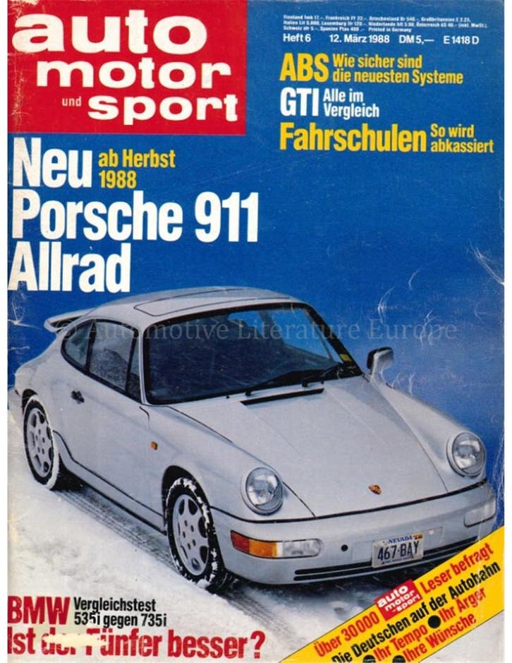 1988 AUTO MOTOR UND SPORT 06 DUITS, Boeken, Auto's | Folders en Tijdschriften