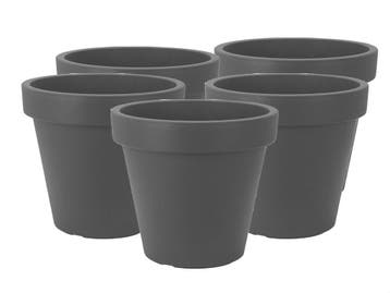 Set van 5 stuks Kunststof Bloempot Antraciet Ø39cm, Ophalen of Verzenden, Nieuw