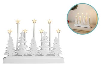 Kerstdecoratie witte bomen met sterren vintage wit met 7, Verzenden, Nieuw