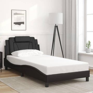 vidaXL Bedframe Viana zonder matras kunstleer zwart, Overige materialen, 100 cm, Eenpersoons, Verzenden