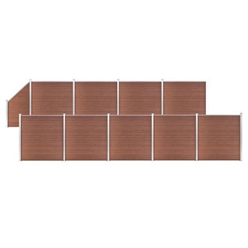 vidaXL Schuttingset 9 vierkant en 1 schuin 1657x186 cm HKC, Verzenden, Nieuw, Kunststof, 1 tot 2 meter