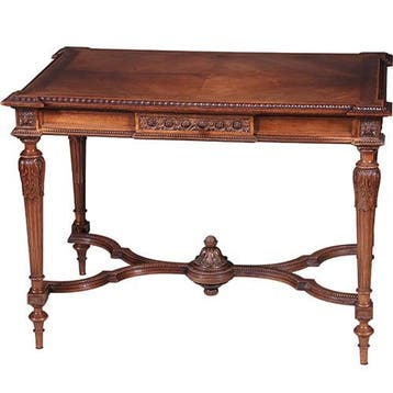 Schrijftafeltje of wandtafel in notenhout met brede lade Fra, Antiek en Kunst, Ophalen of Verzenden