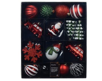 Kerstballen 8 cm rood groen wit gestreept mix onbreekbaar, Ophalen of Verzenden, Nieuw